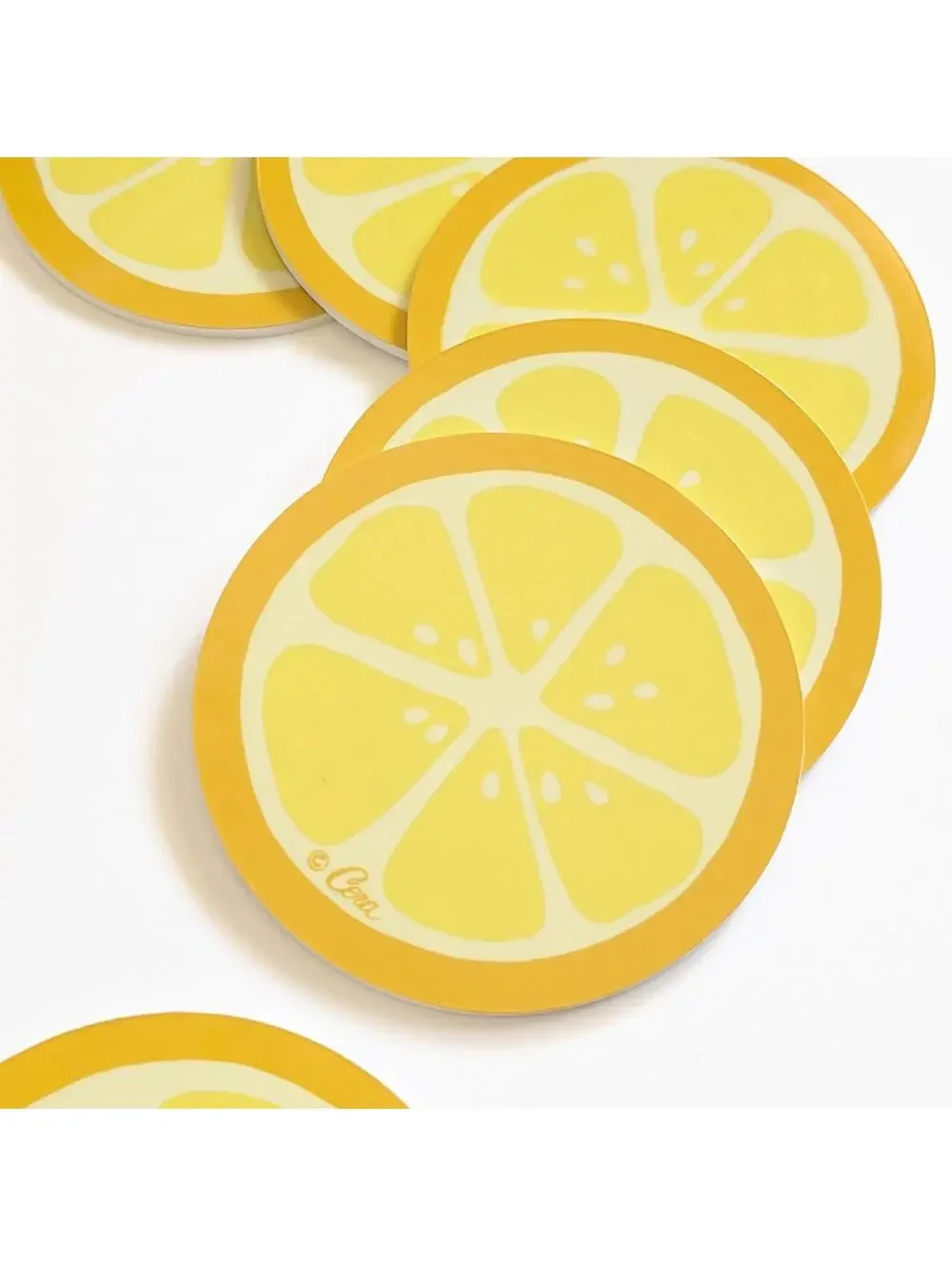 Vintage Cera Lemon Slice Drink Coasters